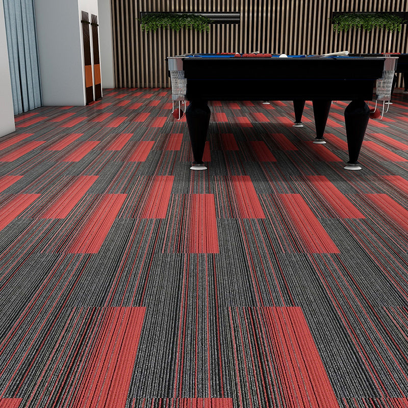 Modern Carpet Tiles Multi Level Loop Glue Down Non-Skid Carpet Tile for Foyer Red 40-Piece Set Vinyl Clearhalo 'Carpet Tiles & Carpet Squares' 'carpet_tiles_carpet_squares' 'Flooring 'Home Improvement' 'home_improvement' 'home_improvement_carpet_tiles_carpet_squares' Walls and Ceiling' 7389351