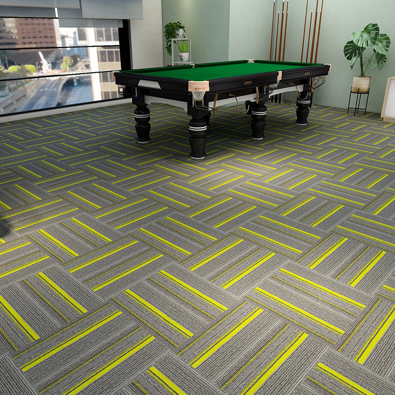 Modern Carpet Tiles Multi Level Loop Glue Down Non-Skid Carpet Tile for Foyer Fluorescent Yellow 40-Piece Set Clearhalo 'Carpet Tiles & Carpet Squares' 'carpet_tiles_carpet_squares' 'Flooring 'Home Improvement' 'home_improvement' 'home_improvement_carpet_tiles_carpet_squares' Walls and Ceiling' 7389355