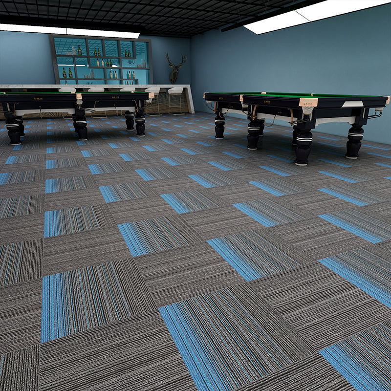 Modern Carpet Tiles Multi Level Loop Glue Down Non-Skid Carpet Tile for Foyer Gray Blue 40-Piece Set Asphalt Clearhalo 'Carpet Tiles & Carpet Squares' 'carpet_tiles_carpet_squares' 'Flooring 'Home Improvement' 'home_improvement' 'home_improvement_carpet_tiles_carpet_squares' Walls and Ceiling' 7389359