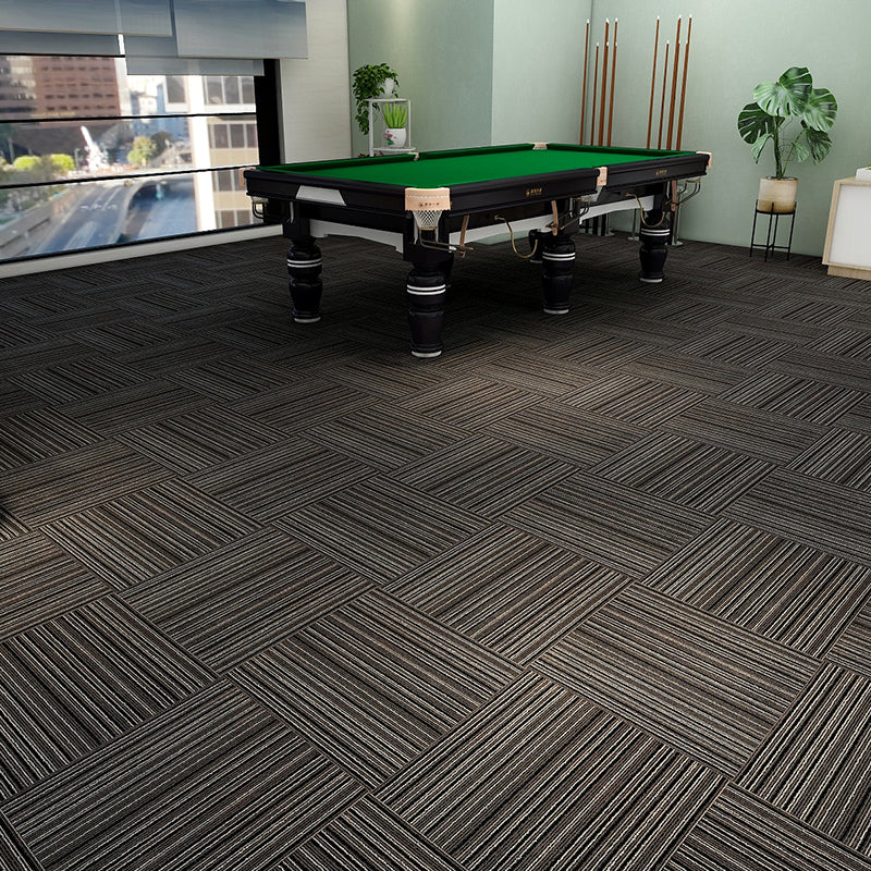 Modern Carpet Tiles Multi Level Loop Glue Down Non-Skid Carpet Tile for Foyer Gray Black White 40-Piece Set Asphalt Clearhalo 'Carpet Tiles & Carpet Squares' 'carpet_tiles_carpet_squares' 'Flooring 'Home Improvement' 'home_improvement' 'home_improvement_carpet_tiles_carpet_squares' Walls and Ceiling' 7389361