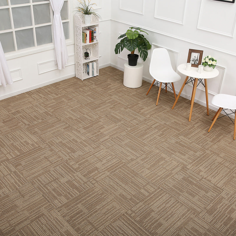 Modern Carpet Tiles Multi Level Loop Glue Down Non-Skid Carpet Tile for Foyer Coffee 40-Piece Set Clearhalo 'Carpet Tiles & Carpet Squares' 'carpet_tiles_carpet_squares' 'Flooring 'Home Improvement' 'home_improvement' 'home_improvement_carpet_tiles_carpet_squares' Walls and Ceiling' 7389366