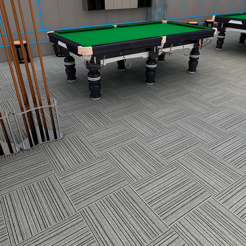 Modern Carpet Tiles Multi Level Loop Glue Down Non-Skid Carpet Tile for Foyer Pewter 40-Piece Set Asphalt Clearhalo 'Carpet Tiles & Carpet Squares' 'carpet_tiles_carpet_squares' 'Flooring 'Home Improvement' 'home_improvement' 'home_improvement_carpet_tiles_carpet_squares' Walls and Ceiling' 7389369