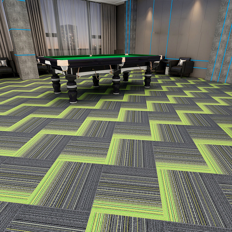 Modern Carpet Tiles Multi Level Loop Glue Down Non-Skid Carpet Tile for Foyer Turquoise 40-Piece Set Asphalt Clearhalo 'Carpet Tiles & Carpet Squares' 'carpet_tiles_carpet_squares' 'Flooring 'Home Improvement' 'home_improvement' 'home_improvement_carpet_tiles_carpet_squares' Walls and Ceiling' 7389371