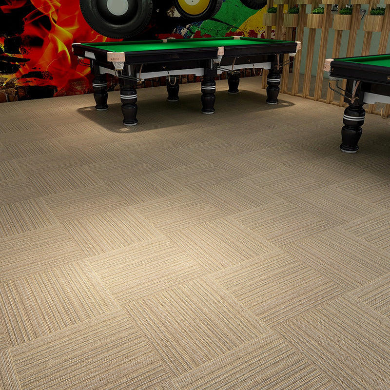 Modern Carpet Tiles Multi Level Loop Glue Down Non-Skid Carpet Tile for Foyer Champagne 40-Piece Set Asphalt Clearhalo 'Carpet Tiles & Carpet Squares' 'carpet_tiles_carpet_squares' 'Flooring 'Home Improvement' 'home_improvement' 'home_improvement_carpet_tiles_carpet_squares' Walls and Ceiling' 7389374