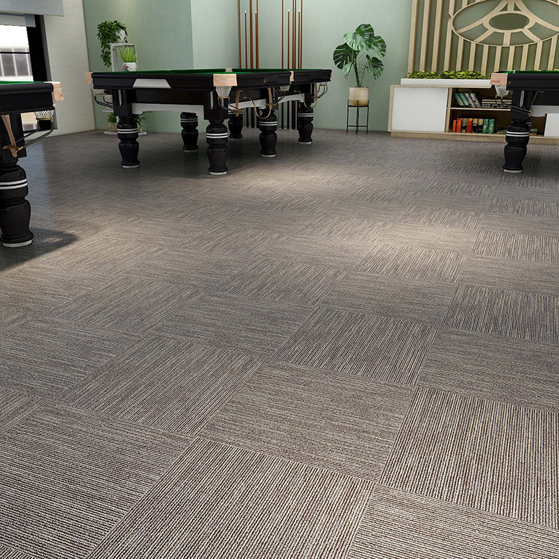 Modern Carpet Tiles Multi Level Loop Glue Down Non-Skid Carpet Tile for Foyer Gray-Yellow 40-Piece Set Asphalt Clearhalo 'Carpet Tiles & Carpet Squares' 'carpet_tiles_carpet_squares' 'Flooring 'Home Improvement' 'home_improvement' 'home_improvement_carpet_tiles_carpet_squares' Walls and Ceiling' 7389383