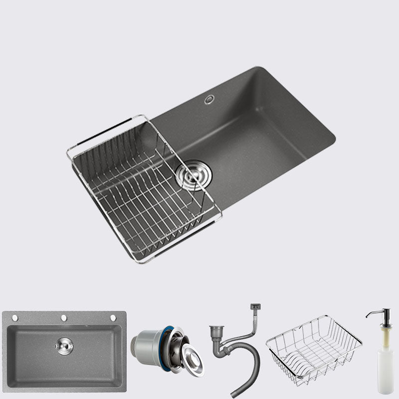 Quartz Kitchen Sink Contemporary Single Bowl Kitchen Sink with Strainer Sink Only None Clearhalo 'Home Improvement' 'home_improvement' 'home_improvement_kitchen_sinks' 'Kitchen Remodel & Kitchen Fixtures' 'Kitchen Sinks & Faucet Components' 'Kitchen Sinks' 'kitchen_sinks' 7389952