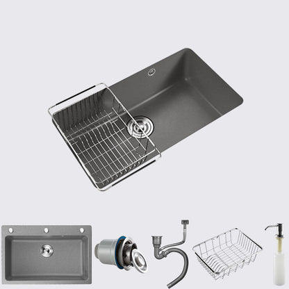 Quartz Kitchen Sink Contemporary Single Bowl Kitchen Sink with Strainer Sink Only None Clearhalo 'Home Improvement' 'home_improvement' 'home_improvement_kitchen_sinks' 'Kitchen Remodel & Kitchen Fixtures' 'Kitchen Sinks & Faucet Components' 'Kitchen Sinks' 'kitchen_sinks' 7389952