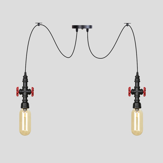 Capsule Amber Glass Multi Pendant Light Vintage 2/3/6-Light Coffee Shop LED Swag Suspension Lamp in Black Clearhalo 'Ceiling Lights' 'Glass shade' 'Glass' 'Industrial Pendants' 'Industrial' 'Middle Century Pendants' 'Pendant Lights' 'Pendants' 'Tiffany' Lighting' 739002