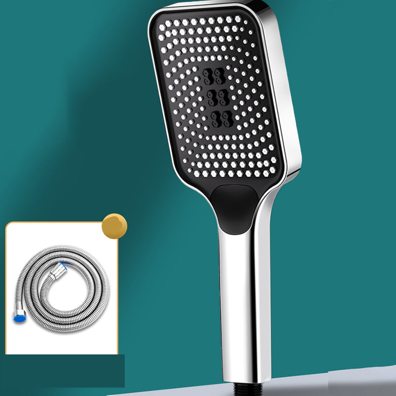 Modern Rectangular Hand Shower Self-Cleaning Wall-Mount Hand Shower Silver Shower Head with Hose Clearhalo 'Bathroom Remodel & Bathroom Fixtures' 'Home Improvement' 'home_improvement' 'home_improvement_shower_heads' 'Shower Heads' 'shower_heads' 'Showers & Bathtubs Plumbing' 'Showers & Bathtubs' 7390036