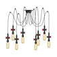 Capsule Amber Glass Multi Pendant Light Vintage 2/3/6-Light Coffee Shop LED Swag Suspension Lamp in Black Clearhalo 'Ceiling Lights' 'Glass shade' 'Glass' 'Industrial Pendants' 'Industrial' 'Middle Century Pendants' 'Pendant Lights' 'Pendants' 'Tiffany' Lighting' 739016