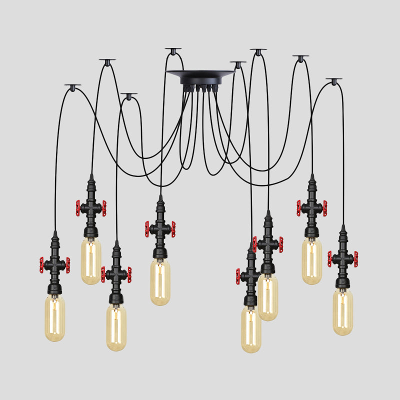 Capsule Amber Glass Multi Pendant Light Vintage 2/3/6-Light Coffee Shop LED Swag Suspension Lamp in Black Clearhalo 'Ceiling Lights' 'Glass shade' 'Glass' 'Industrial Pendants' 'Industrial' 'Middle Century Pendants' 'Pendant Lights' 'Pendants' 'Tiffany' Lighting' 739017