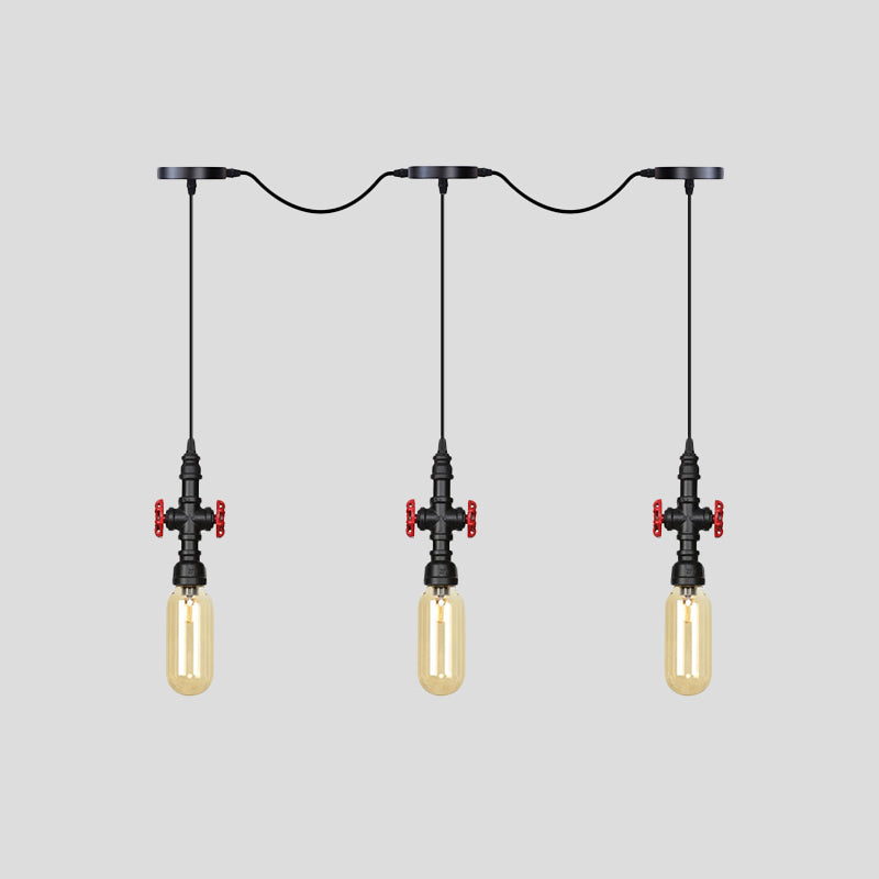 Black Capsule Tandem Multi-Pendant Industrial Amber Glass 3/5/7-Light Restaurant Hanging Lamp Kit Clearhalo 'Ceiling Lights' 'Glass shade' 'Glass' 'Industrial Pendants' 'Industrial' 'Middle Century Pendants' 'Pendant Lights' 'Pendants' 'Tiffany' Lighting' 739021