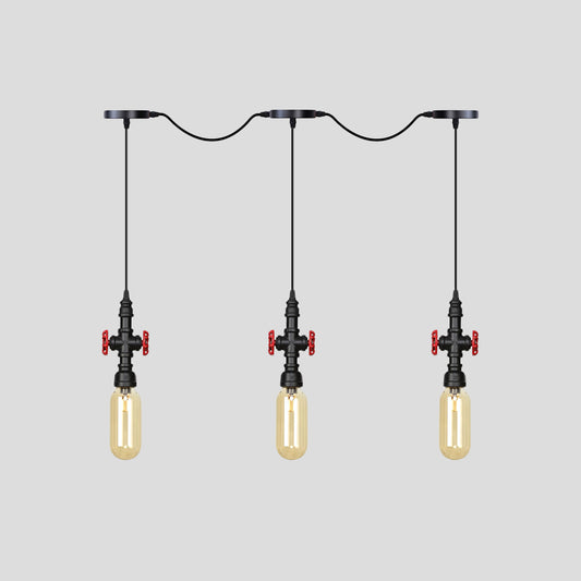 Black Capsule Tandem Multi-Pendant Industrial Amber Glass 3/5/7-Light Restaurant Hanging Lamp Kit Clearhalo 'Ceiling Lights' 'Glass shade' 'Glass' 'Industrial Pendants' 'Industrial' 'Middle Century Pendants' 'Pendant Lights' 'Pendants' 'Tiffany' Lighting' 739021
