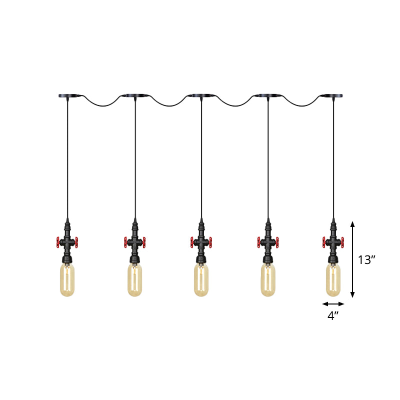 Black Capsule Tandem Multi-Pendant Industrial Amber Glass 3/5/7-Light Restaurant Hanging Lamp Kit Clearhalo 'Ceiling Lights' 'Glass shade' 'Glass' 'Industrial Pendants' 'Industrial' 'Middle Century Pendants' 'Pendant Lights' 'Pendants' 'Tiffany' Lighting' 739027