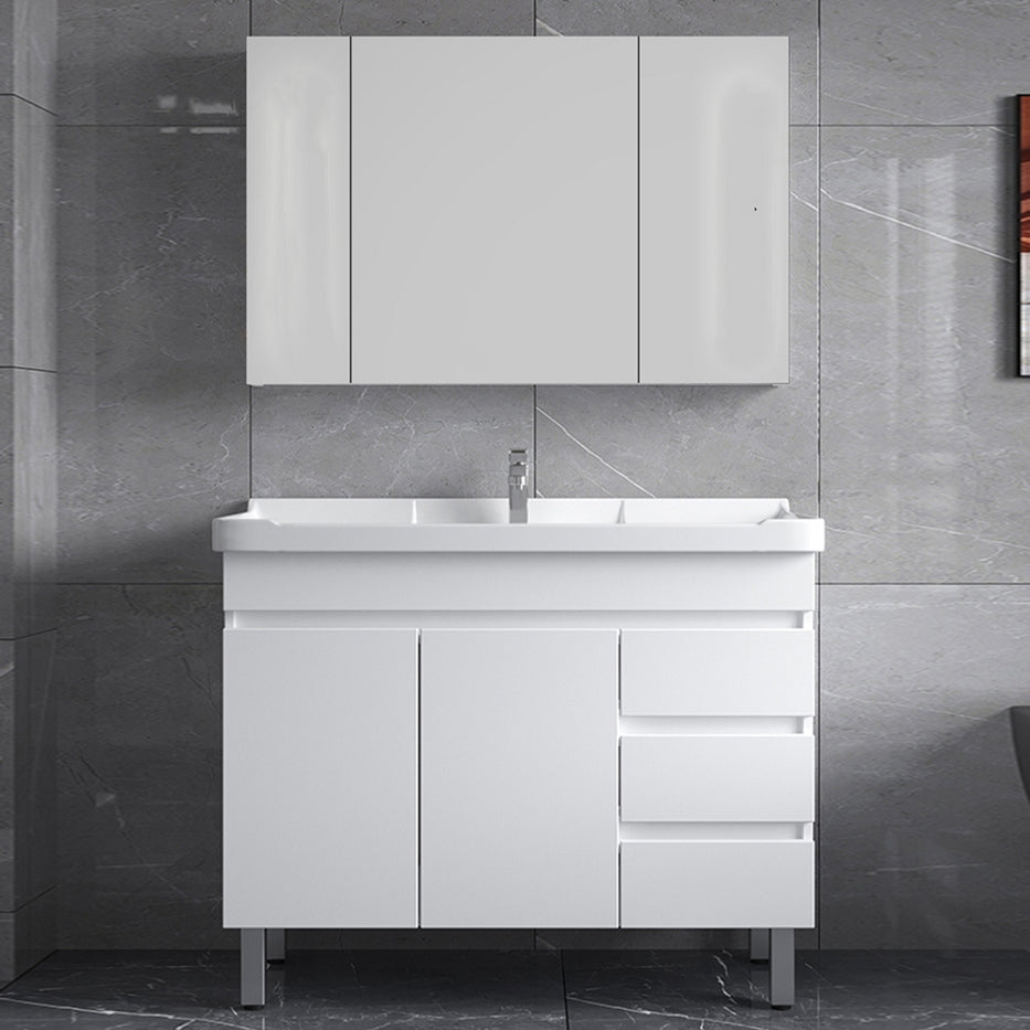 Ceramic Single Bathroom Vanity Modern White Rectangular Freestanding Vanity Set Clearhalo 'Bathroom Remodel & Bathroom Fixtures' 'Bathroom Vanities' 'bathroom_vanities' 'Home Improvement' 'home_improvement' 'home_improvement_bathroom_vanities' 7390311