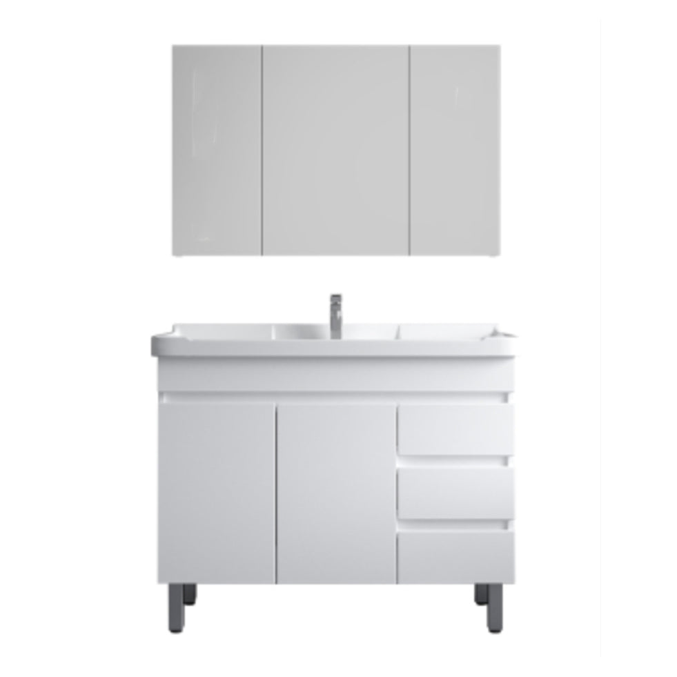Ceramic Single Bathroom Vanity Modern White Rectangular Freestanding Vanity Set Clearhalo 'Bathroom Remodel & Bathroom Fixtures' 'Bathroom Vanities' 'bathroom_vanities' 'Home Improvement' 'home_improvement' 'home_improvement_bathroom_vanities' 7390320