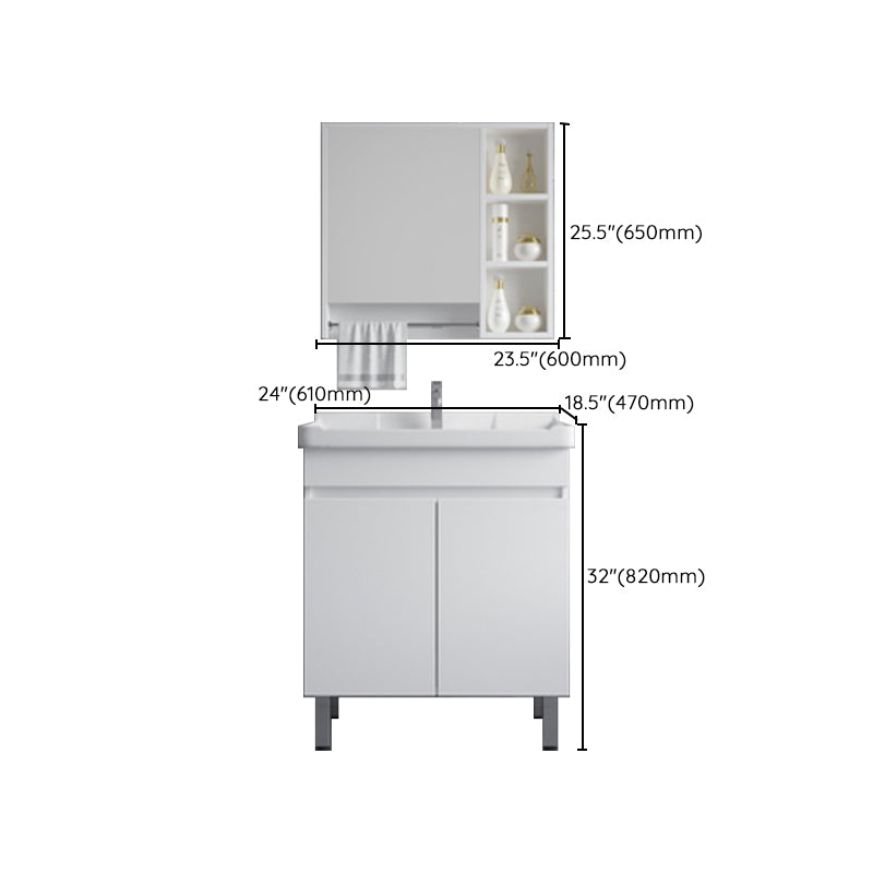 Ceramic Single Bathroom Vanity Modern White Rectangular Freestanding Vanity Set Clearhalo 'Bathroom Remodel & Bathroom Fixtures' 'Bathroom Vanities' 'bathroom_vanities' 'Home Improvement' 'home_improvement' 'home_improvement_bathroom_vanities' 7390328