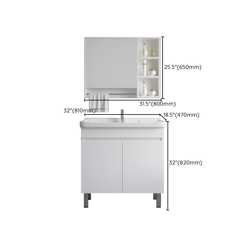 Ceramic Single Bathroom Vanity Modern White Rectangular Freestanding Vanity Set Clearhalo 'Bathroom Remodel & Bathroom Fixtures' 'Bathroom Vanities' 'bathroom_vanities' 'Home Improvement' 'home_improvement' 'home_improvement_bathroom_vanities' 7390330