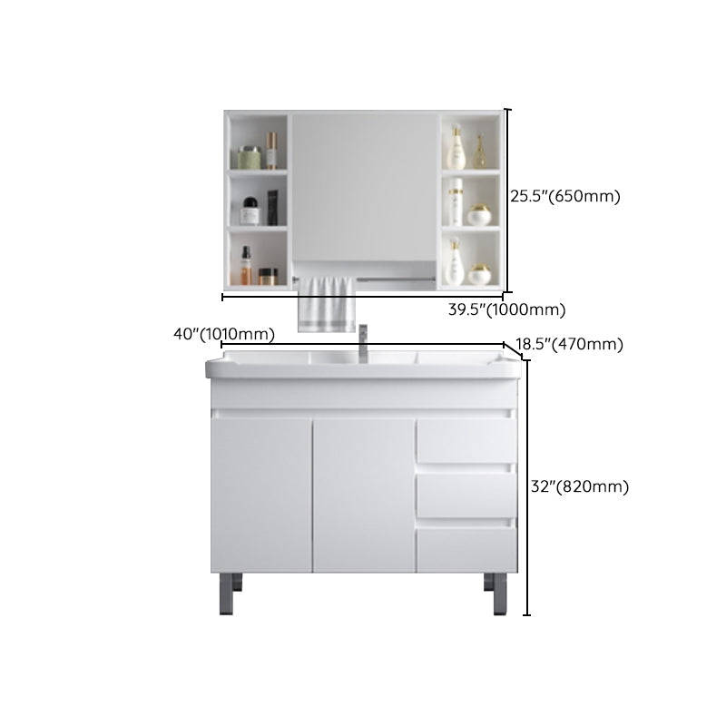 Ceramic Single Bathroom Vanity Modern White Rectangular Freestanding Vanity Set Clearhalo 'Bathroom Remodel & Bathroom Fixtures' 'Bathroom Vanities' 'bathroom_vanities' 'Home Improvement' 'home_improvement' 'home_improvement_bathroom_vanities' 7390332