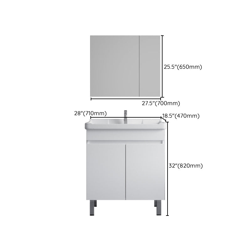 Ceramic Single Bathroom Vanity Modern White Rectangular Freestanding Vanity Set Clearhalo 'Bathroom Remodel & Bathroom Fixtures' 'Bathroom Vanities' 'bathroom_vanities' 'Home Improvement' 'home_improvement' 'home_improvement_bathroom_vanities' 7390334