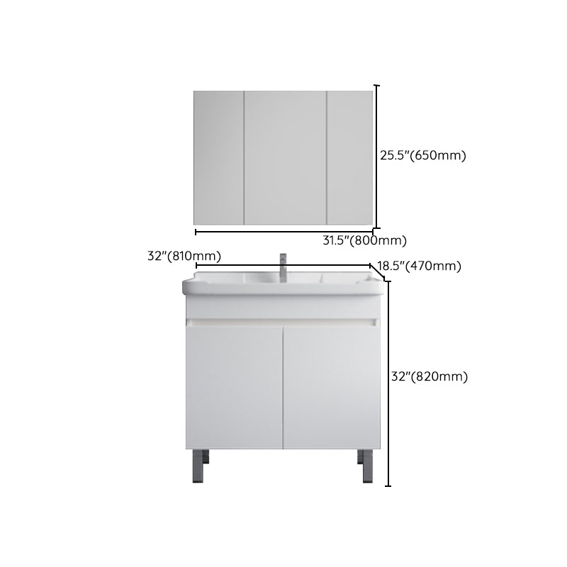 Ceramic Single Bathroom Vanity Modern White Rectangular Freestanding Vanity Set Clearhalo 'Bathroom Remodel & Bathroom Fixtures' 'Bathroom Vanities' 'bathroom_vanities' 'Home Improvement' 'home_improvement' 'home_improvement_bathroom_vanities' 7390335