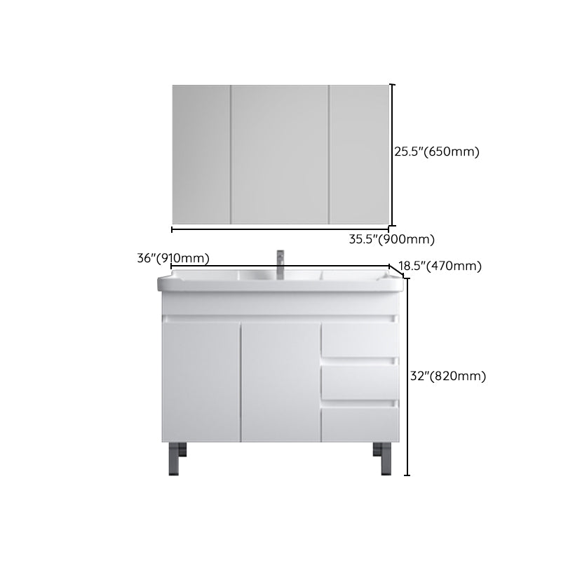 Ceramic Single Bathroom Vanity Modern White Rectangular Freestanding Vanity Set Clearhalo 'Bathroom Remodel & Bathroom Fixtures' 'Bathroom Vanities' 'bathroom_vanities' 'Home Improvement' 'home_improvement' 'home_improvement_bathroom_vanities' 7390336