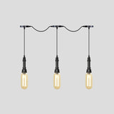 3/5/7 Lights Capsule Multi Light Chandelier Industrial Black Finish Amber Glass Tandem LED Hanging Ceiling Lamp Clearhalo 'Ceiling Lights' 'Glass shade' 'Glass' 'Industrial Pendants' 'Industrial' 'Middle Century Pendants' 'Pendant Lights' 'Pendants' 'Tiffany' Lighting' 739054