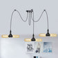 4/6/12-Bulb Amber Glass LED Pendant Vintage Black Capsule Restaurant Swag LED Multi Ceiling Lamp 6 Black Clearhalo 'Ceiling Lights' 'Glass shade' 'Glass' 'Industrial Pendants' 'Industrial' 'Middle Century Pendants' 'Pendant Lights' 'Pendants' 'Tiffany' Lighting' 739070