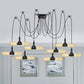 4/6/12-Bulb Amber Glass LED Pendant Vintage Black Capsule Restaurant Swag LED Multi Ceiling Lamp 16 Black Clearhalo 'Ceiling Lights' 'Glass shade' 'Glass' 'Industrial Pendants' 'Industrial' 'Middle Century Pendants' 'Pendant Lights' 'Pendants' 'Tiffany' Lighting' 739080