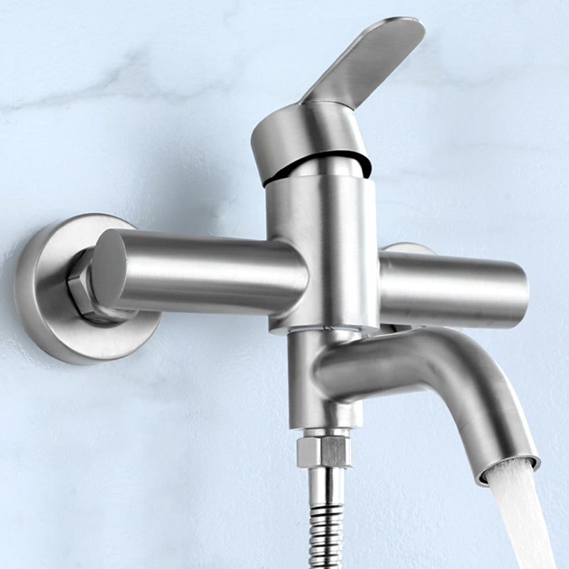 Modern Bathtub Faucet 304 Stainless Steel Swivel Spout Wall Mounted Tub Faucet Trim Clearhalo 'Bathroom Remodel & Bathroom Fixtures' 'Bathtub Faucets' 'bathtub_faucets' 'Home Improvement' 'home_improvement' 'home_improvement_bathtub_faucets' 7390843