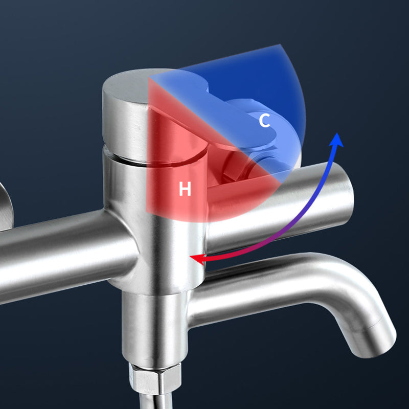 Modern Bathtub Faucet 304 Stainless Steel Swivel Spout Wall Mounted Tub Faucet Trim Clearhalo 'Bathroom Remodel & Bathroom Fixtures' 'Bathtub Faucets' 'bathtub_faucets' 'Home Improvement' 'home_improvement' 'home_improvement_bathtub_faucets' 7390853