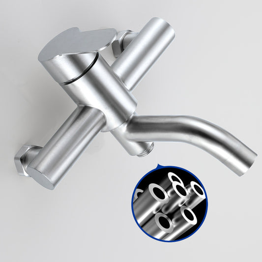 Modern Bathtub Faucet 304 Stainless Steel Swivel Spout Wall Mounted Tub Faucet Trim Clearhalo 'Bathroom Remodel & Bathroom Fixtures' 'Bathtub Faucets' 'bathtub_faucets' 'Home Improvement' 'home_improvement' 'home_improvement_bathtub_faucets' 7390856