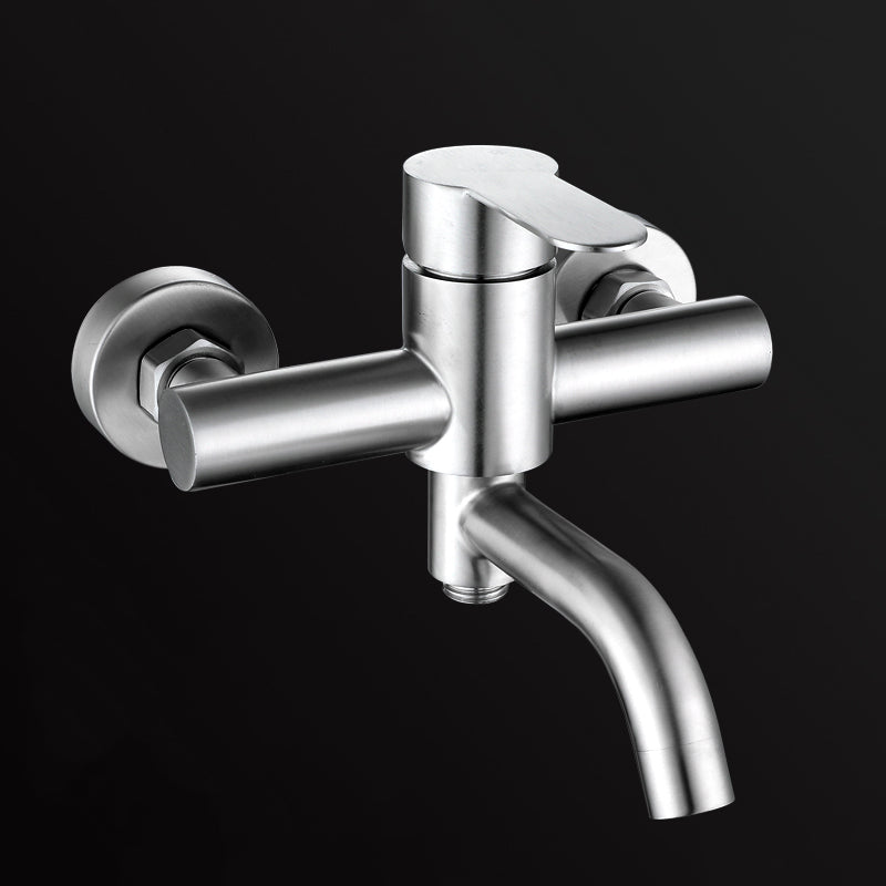 Modern Bathtub Faucet 304 Stainless Steel Swivel Spout Wall Mounted Tub Faucet Trim Single Faucet Risers Not Included Clearhalo 'Bathroom Remodel & Bathroom Fixtures' 'Bathtub Faucets' 'bathtub_faucets' 'Home Improvement' 'home_improvement' 'home_improvement_bathtub_faucets' 7390859