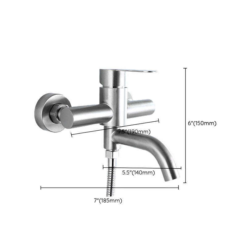 Modern Bathtub Faucet 304 Stainless Steel Swivel Spout Wall Mounted Tub Faucet Trim Clearhalo 'Bathroom Remodel & Bathroom Fixtures' 'Bathtub Faucets' 'bathtub_faucets' 'Home Improvement' 'home_improvement' 'home_improvement_bathtub_faucets' 7390866
