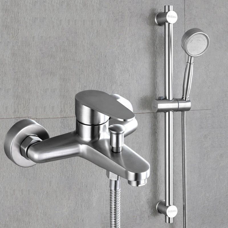 Contemporary Tub Filler Trim 304 Stainless Steel Wall Mount Tub Faucet Clearhalo 'Bathroom Remodel & Bathroom Fixtures' 'Bathtub Faucets' 'bathtub_faucets' 'Home Improvement' 'home_improvement' 'home_improvement_bathtub_faucets' 7390867