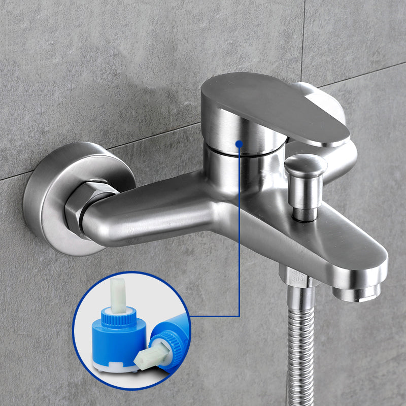 Contemporary Tub Filler Trim 304 Stainless Steel Wall Mount Tub Faucet Clearhalo 'Bathroom Remodel & Bathroom Fixtures' 'Bathtub Faucets' 'bathtub_faucets' 'Home Improvement' 'home_improvement' 'home_improvement_bathtub_faucets' 7390870