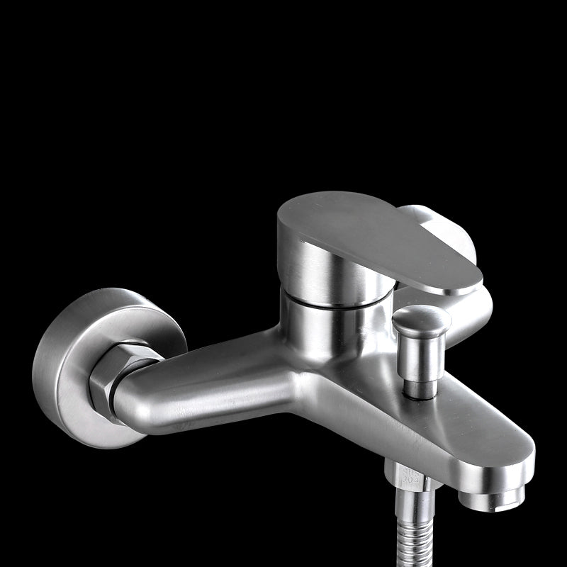 Contemporary Tub Filler Trim 304 Stainless Steel Wall Mount Tub Faucet Single Faucet Risers Not Included Clearhalo 'Bathroom Remodel & Bathroom Fixtures' 'Bathtub Faucets' 'bathtub_faucets' 'Home Improvement' 'home_improvement' 'home_improvement_bathtub_faucets' 7390883