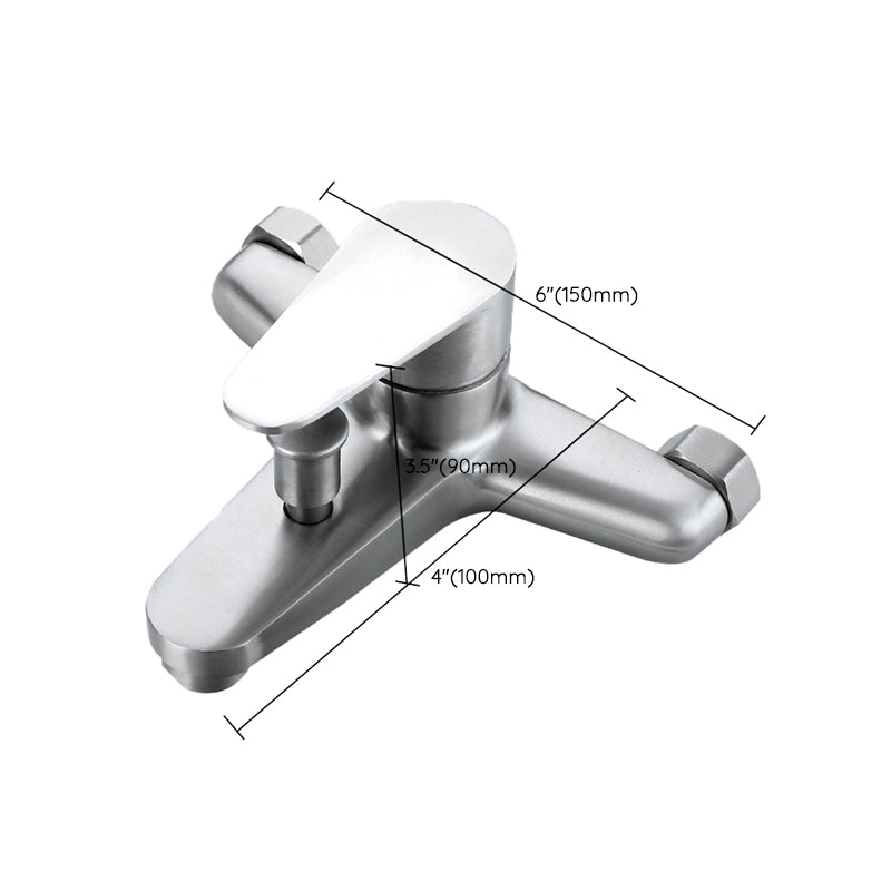 Contemporary Tub Filler Trim 304 Stainless Steel Wall Mount Tub Faucet Clearhalo 'Bathroom Remodel & Bathroom Fixtures' 'Bathtub Faucets' 'bathtub_faucets' 'Home Improvement' 'home_improvement' 'home_improvement_bathtub_faucets' 7390890