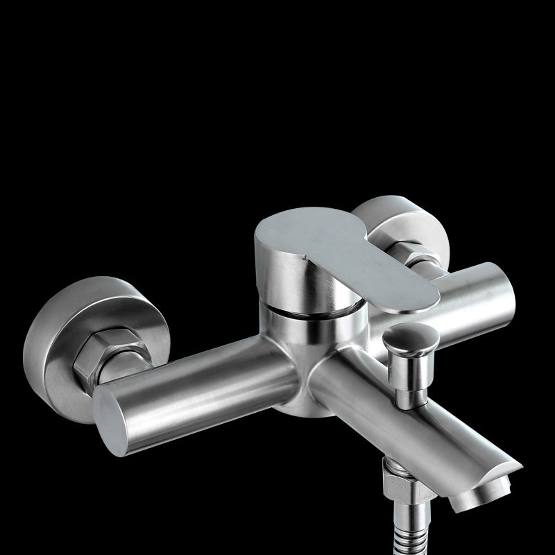 Popular Tub Filler Trim 304 Stainless Steel Wall Mounted Tub Filler Silver Single Faucet Risers Not Included Clearhalo 'Bathroom Remodel & Bathroom Fixtures' 'Bathtub Faucets' 'bathtub_faucets' 'Home Improvement' 'home_improvement' 'home_improvement_bathtub_faucets' 7390915