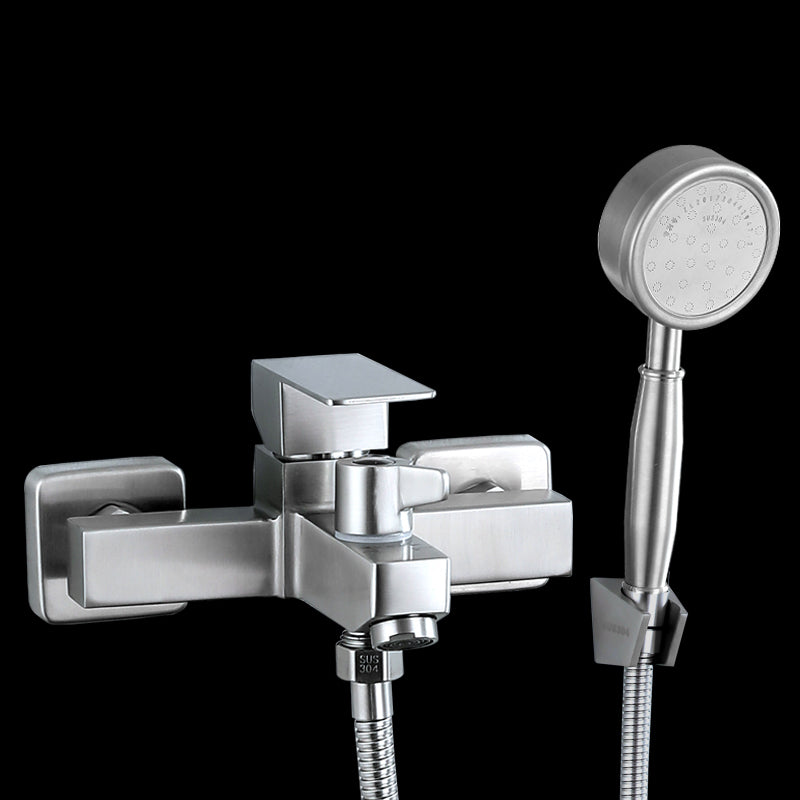 Modern Tub Faucet Trim 304 Stainless Steel Wall Mount Bathroom Faucet Pressurized Shower Head & Base Risers Not Included Clearhalo 'Bathroom Remodel & Bathroom Fixtures' 'Bathtub Faucets' 'bathtub_faucets' 'Home Improvement' 'home_improvement' 'home_improvement_bathtub_faucets' 7390929