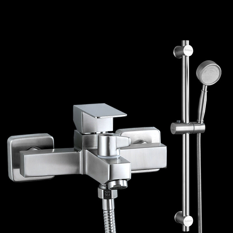 Modern Tub Faucet Trim 304 Stainless Steel Wall Mount Bathroom Faucet Pressurized Shower Head Risers Included Clearhalo 'Bathroom Remodel & Bathroom Fixtures' 'Bathtub Faucets' 'bathtub_faucets' 'Home Improvement' 'home_improvement' 'home_improvement_bathtub_faucets' 7390938