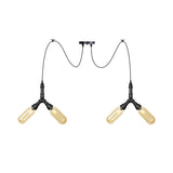 Industrial Capsule Multiple Hanging Light 4/6/12-Head Amber Glass Swag LED Ceiling Lamp in Black Clearhalo 'Ceiling Lights' 'Glass shade' 'Glass' 'Industrial Pendants' 'Industrial' 'Middle Century Pendants' 'Pendant Lights' 'Pendants' 'Tiffany' Lighting' 739100