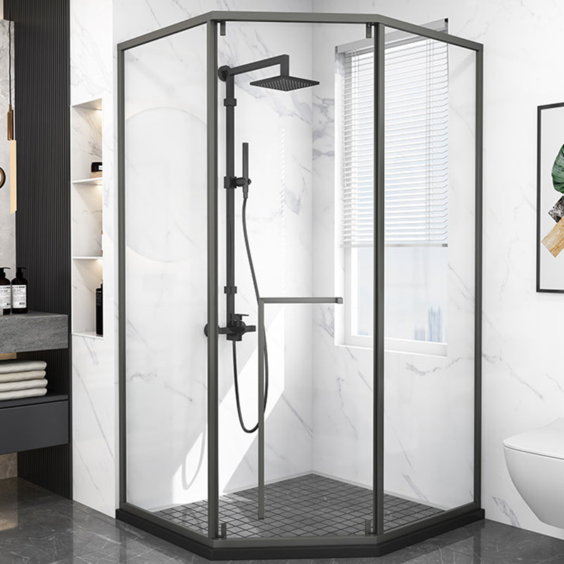 Single Sliding Door Shower Door Diamond Shape Glass Shower Screen Grey Right Clearhalo 'Bathroom Remodel & Bathroom Fixtures' 'Home Improvement' 'home_improvement' 'home_improvement_shower_tub_doors' 'Shower and Tub Doors' 'shower_tub_doors' 'Showers & Bathtubs' 7391069