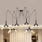 Industrial Capsule Multiple Hanging Light 4/6/12-Head Amber Glass Swag LED Ceiling Lamp in Black 12 Black Clearhalo 'Ceiling Lights' 'Glass shade' 'Glass' 'Industrial Pendants' 'Industrial' 'Middle Century Pendants' 'Pendant Lights' 'Pendants' 'Tiffany' Lighting' 739108