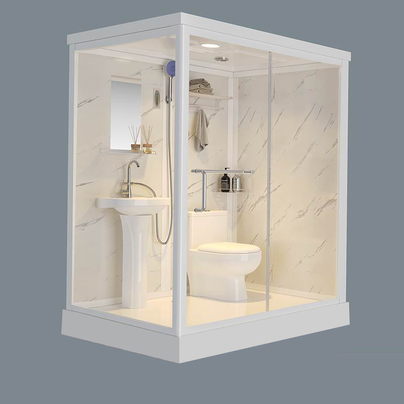 White Frosted Glass Shower Stall Single Sliding Door Shower Room Clearhalo 'Bathroom Remodel & Bathroom Fixtures' 'Home Improvement' 'home_improvement' 'home_improvement_shower_stalls_enclosures' 'Shower Stalls & Enclosures' 'shower_stalls_enclosures' 'Showers & Bathtubs' 7391109