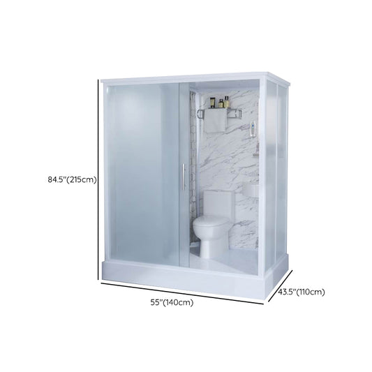 White Frosted Glass Shower Stall Single Sliding Door Shower Room Clearhalo 'Bathroom Remodel & Bathroom Fixtures' 'Home Improvement' 'home_improvement' 'home_improvement_shower_stalls_enclosures' 'Shower Stalls & Enclosures' 'shower_stalls_enclosures' 'Showers & Bathtubs' 7391119