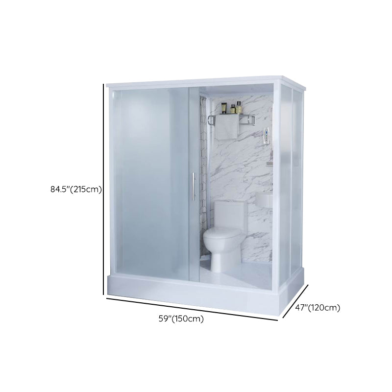 White Frosted Glass Shower Stall Single Sliding Door Shower Room Clearhalo 'Bathroom Remodel & Bathroom Fixtures' 'Home Improvement' 'home_improvement' 'home_improvement_shower_stalls_enclosures' 'Shower Stalls & Enclosures' 'shower_stalls_enclosures' 'Showers & Bathtubs' 7391120