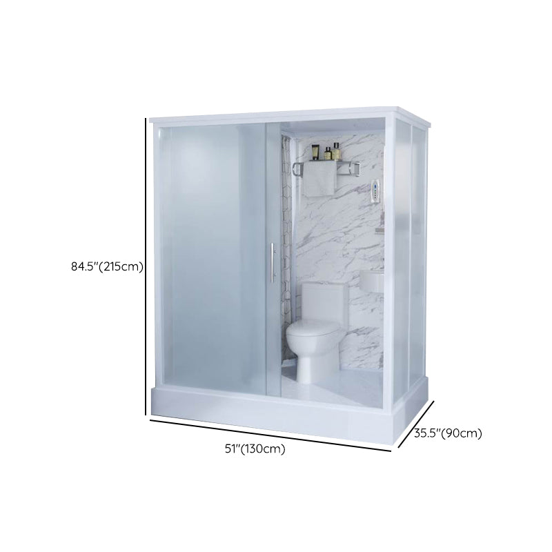 White Frosted Glass Shower Stall Single Sliding Door Shower Room Clearhalo 'Bathroom Remodel & Bathroom Fixtures' 'Home Improvement' 'home_improvement' 'home_improvement_shower_stalls_enclosures' 'Shower Stalls & Enclosures' 'shower_stalls_enclosures' 'Showers & Bathtubs' 7391121