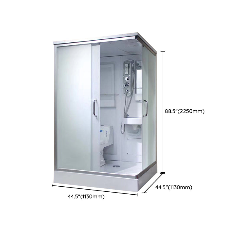 Double Sliding Rectangle Shower Kit White Frosted Shower Stall Clearhalo 'Bathroom Remodel & Bathroom Fixtures' 'Home Improvement' 'home_improvement' 'home_improvement_shower_stalls_enclosures' 'Shower Stalls & Enclosures' 'shower_stalls_enclosures' 'Showers & Bathtubs' 7391133
