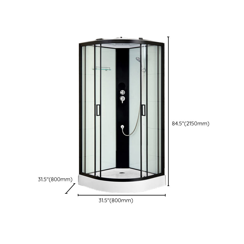 Black Framed Shower Enclosure Double Sliding Round Shower Stall Clearhalo 'Bathroom Remodel & Bathroom Fixtures' 'Home Improvement' 'home_improvement' 'home_improvement_shower_stalls_enclosures' 'Shower Stalls & Enclosures' 'shower_stalls_enclosures' 'Showers & Bathtubs' 7391142